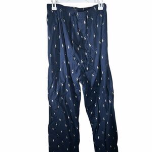 Polo Ralph Lauren Navy Sleepwear Pants with Logo Pattern